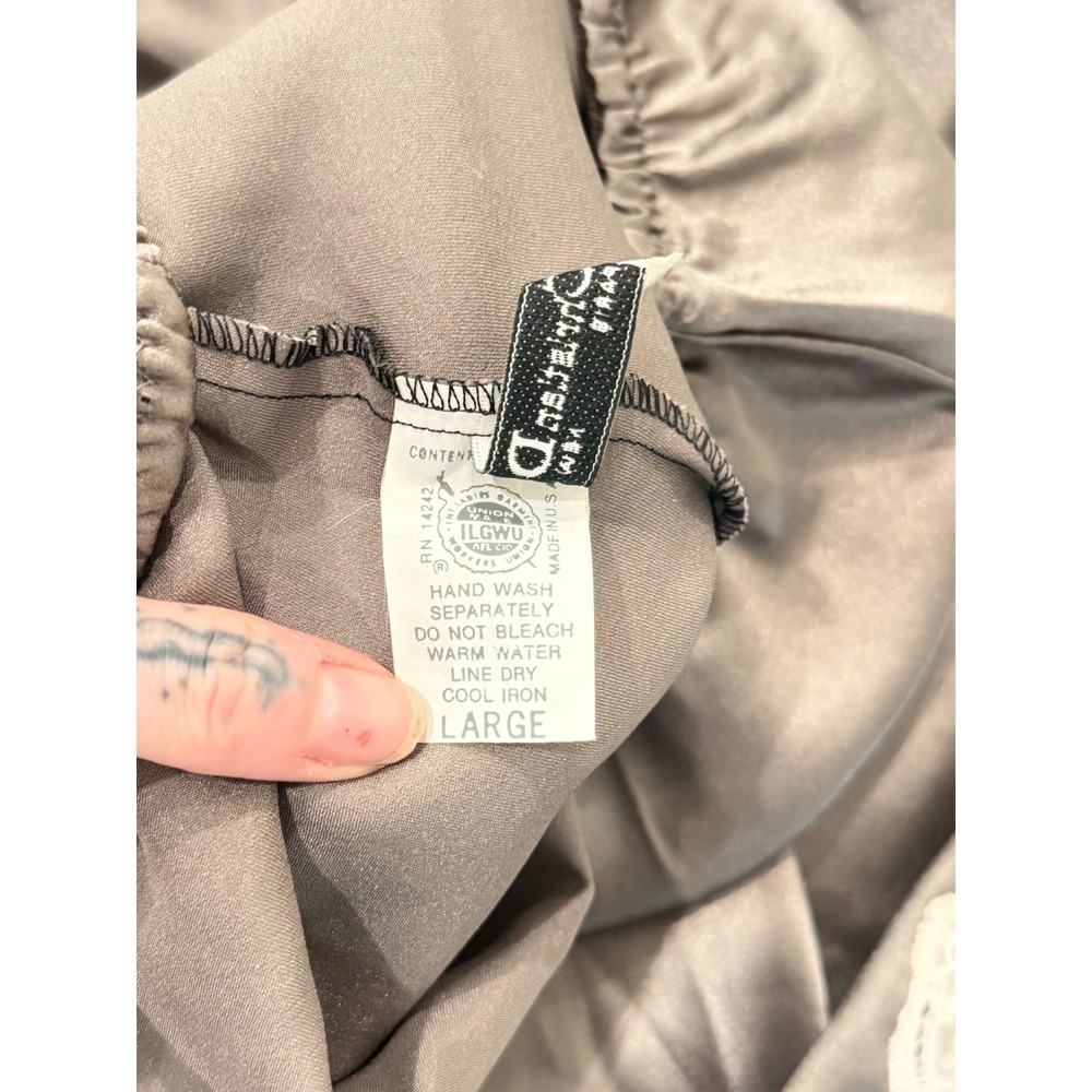 Christian Dior Vintage Taupe Satin Half Slip Lace Trim Side Slit Logo 25 Inch - Picture 14 of 14